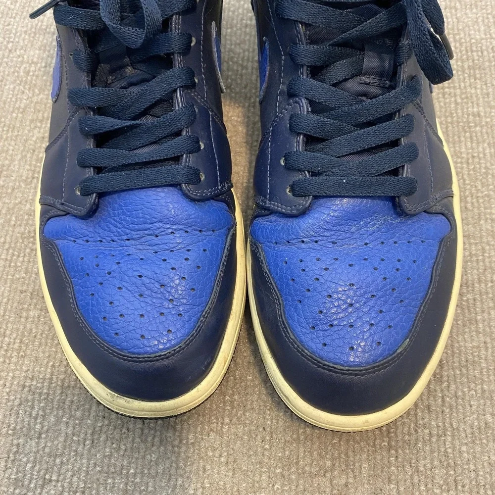 Jordan 1 Mid Shoes Mens Size 11.5‎ Blue Leather Basketball Sneakers 554724-412